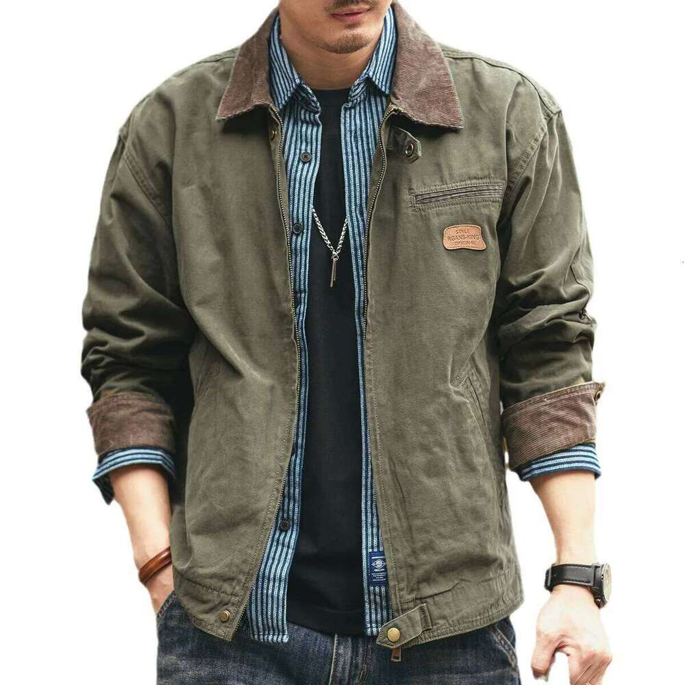 American Heavy Retro Tooling Jacket Men's Coat Autumn Long Sleeve Loose Tough Guy Hunting Casual Outdoor Shirt Men