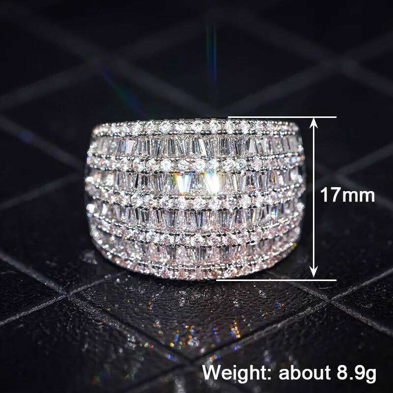 Huitan Charming Women Rings for Wedding Party Engagement Trendy Accessories Inlaid Bright Cubic Zirconia Silver Color Jewelry