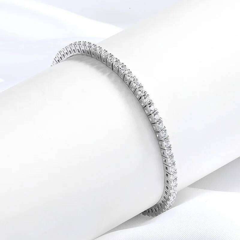 Smyoue 2MM D Color 100% Real Moissanite Tennis Bracelet for Women Lab Diamond Original Silver 925 Jewelry Hip Hop Party Chain 25T1226