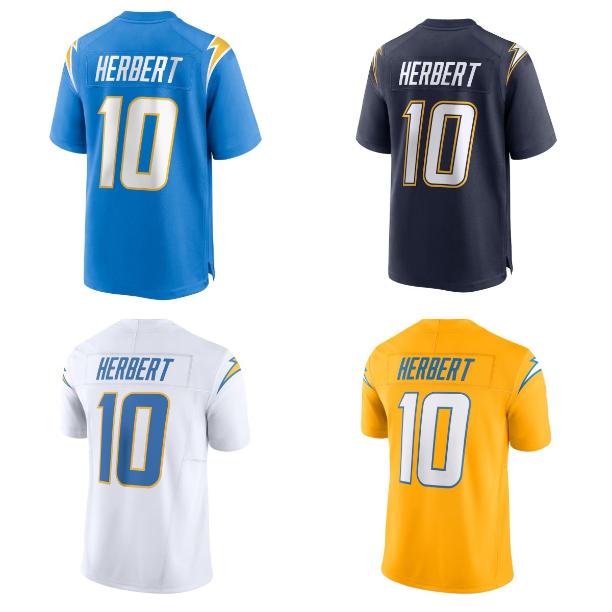 Justin Herbert 10 McConkey 15 James Jr. 3 Jersey Football Jerseys Team New Navy Blue Gold White Color Stitched Men's Size S-XXXL