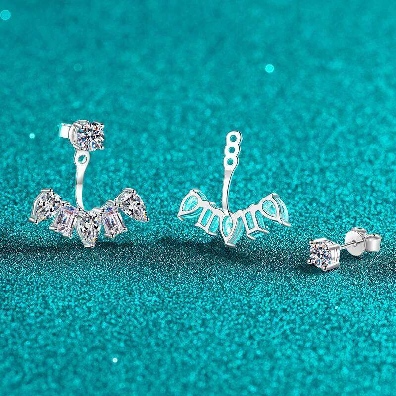 2.8-6cttw Emerald & Pear Cut Moissanite Stud Earrings 925 Silver Detachable Diamond Ear Studs for Women Certified Jewelry 25H1226