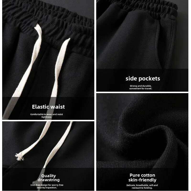 Autumn Casual Trousers Men's Loose Fit Sweatpants Wide Leg Straight Grey Colour Seasonal Pants For Men