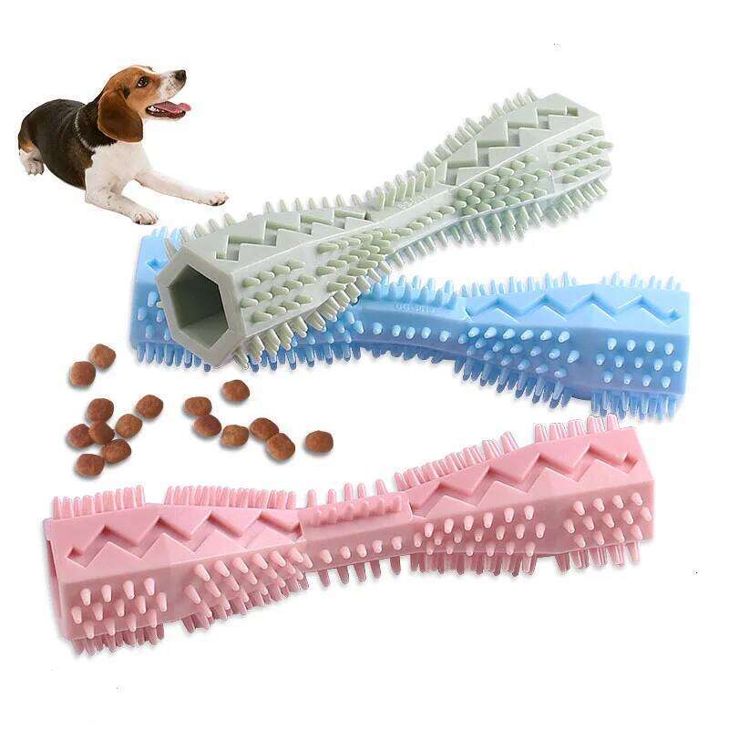 Durable Dog Chew Toy Stick Soft Rubber Tooth Cleaning Point Massage Toothpaste Toothbrush Molar Pet Supplies 25N1226