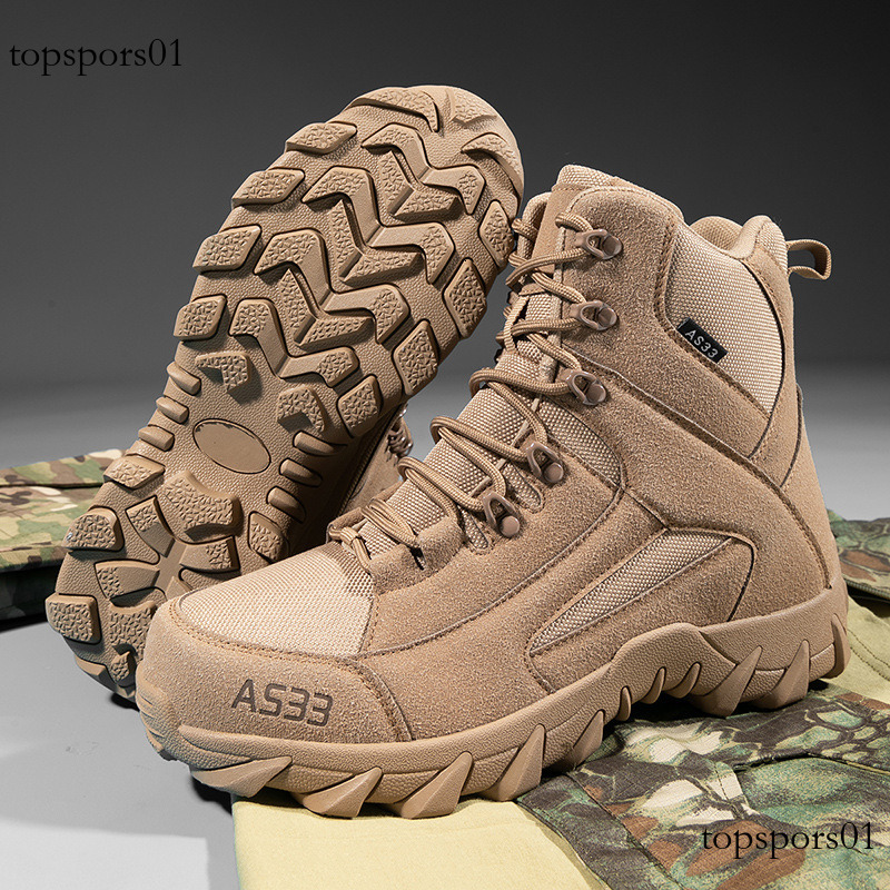 Cross-border New Model Manufacturer Wholesale Fleece-lined Comfortable Breathable Tactical Outdoor Sports Training Combat Boots Men's Hiking Shoe