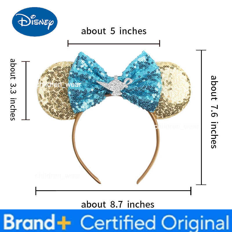Disney 2025 Castle Fireworks Mouse Ears Headband Sequins Bow Hairband For Girls Children Featival Party DIY Hair Accessories H251226