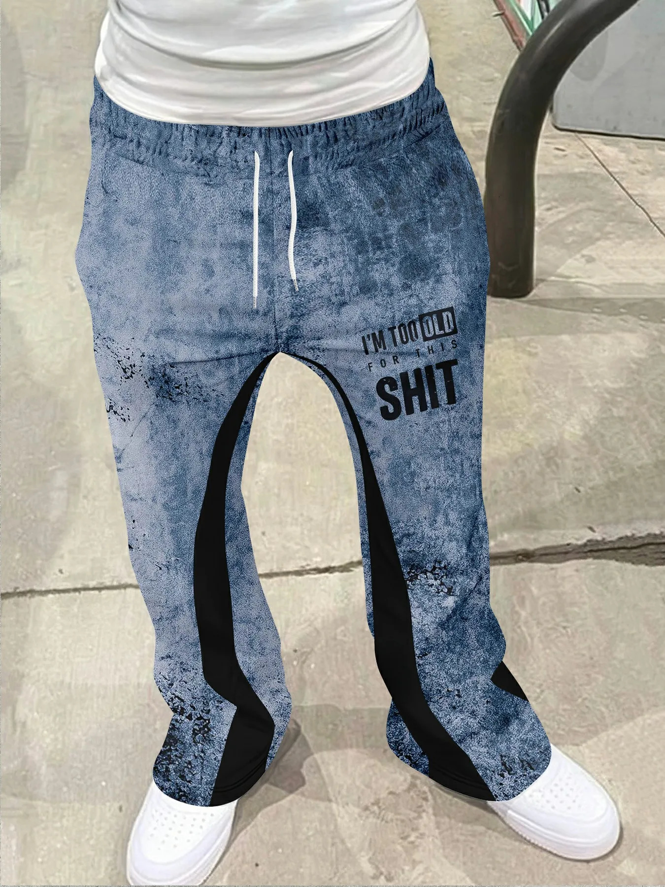 Y2k Flared Pants Men Loose 3D Casual Sweatpant Mid Waist Sporty Female Clothe Streetwear Hip Hop Vintage Artistic Graffiti 251226