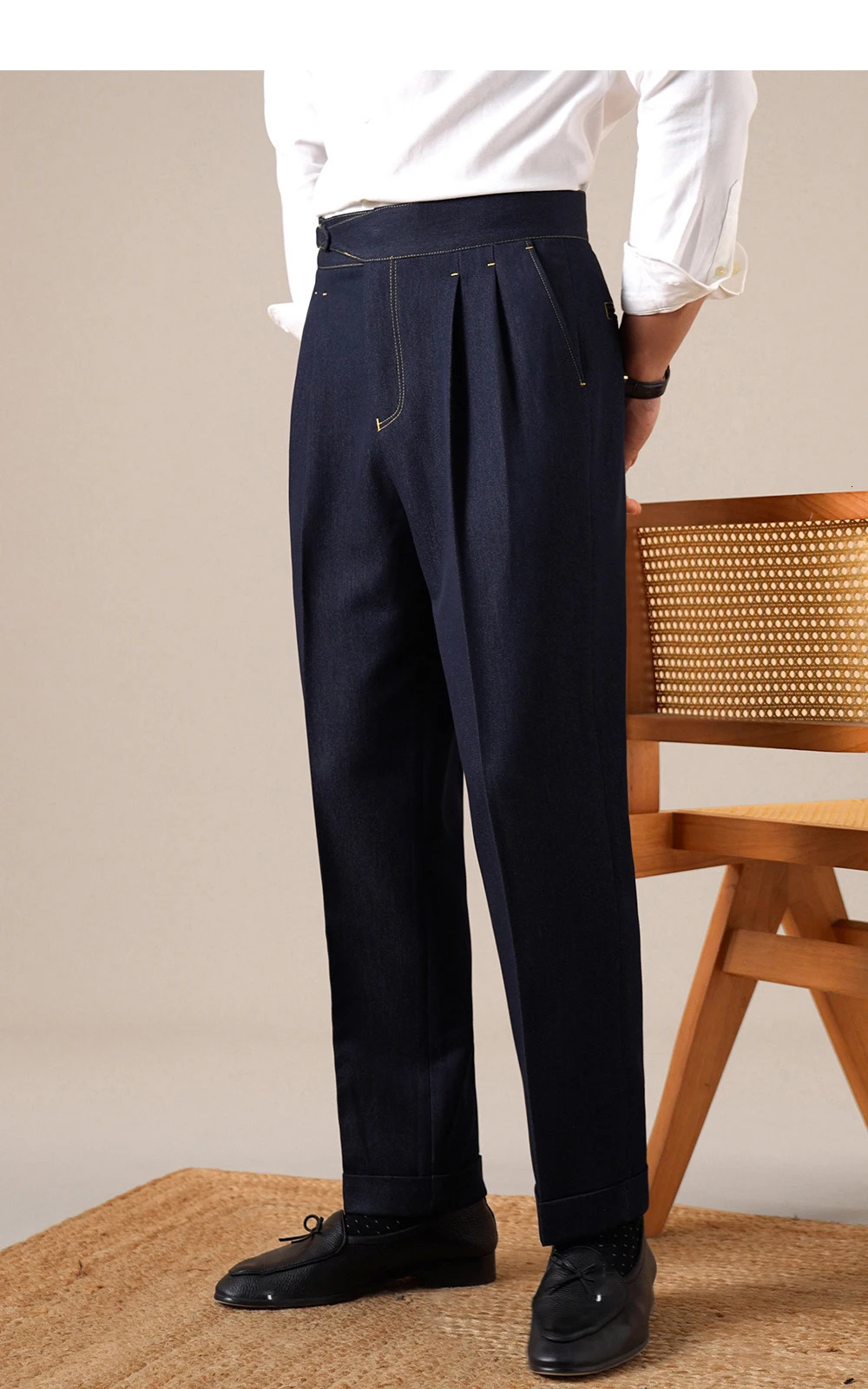 Retro HighWaisted Jean Men Casual Business Versatile StraightLeg Pants Adjustable Cargo Trousers Fall Deniminspired Suit Pant 251226