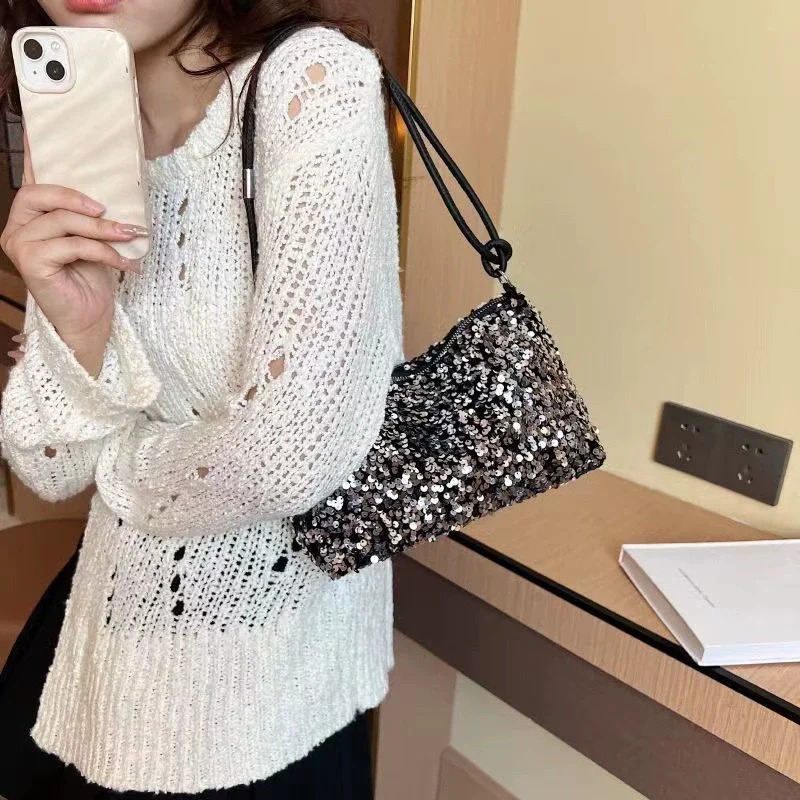 Womens Korean Style Shoulder Bag Sequin Handbag Wedding Banquet Shoulder Bags Bling Sequins Wallets Underarm Bag 251223