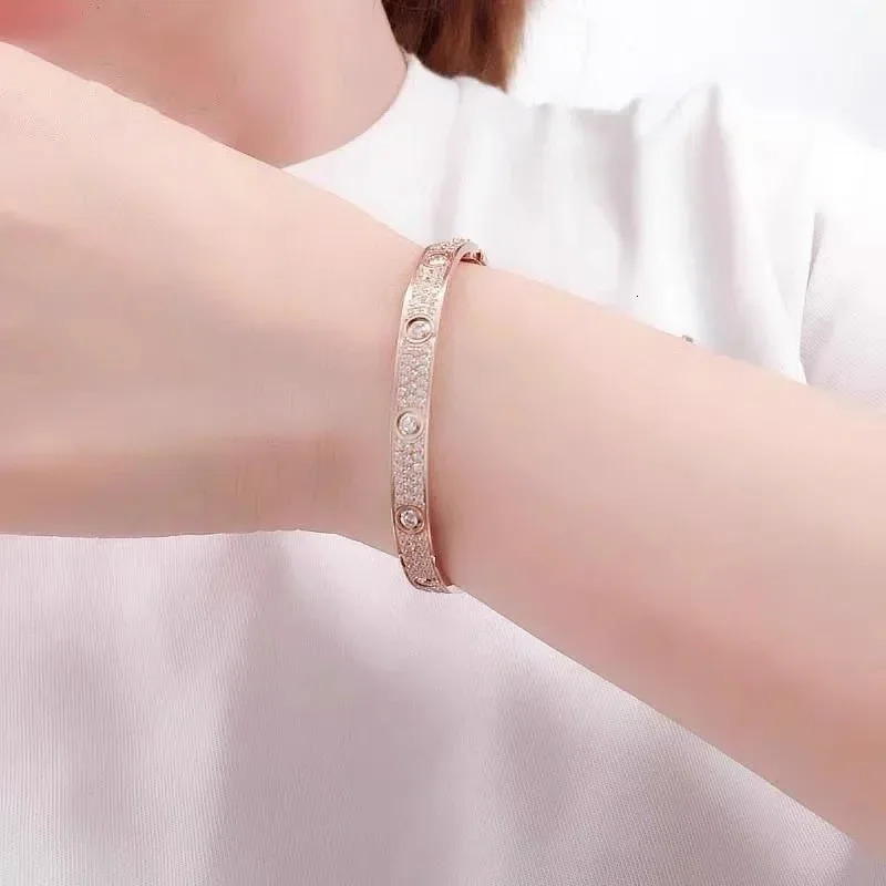 MJAJA Bracelet S925 Sterling Silver Diamond Bangle 18K Rose Gold Plated Bridal Wedding Fine Jewelry 251219
