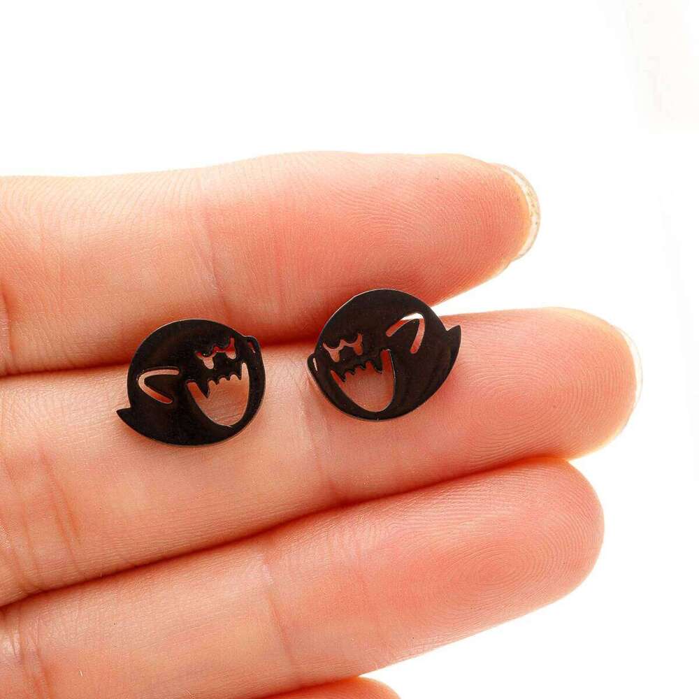 Cute Halloween Cartoon Stud For Women Stainless Steel Ear Piercing Black Earrings Minimalist Free Shipping 25H1226