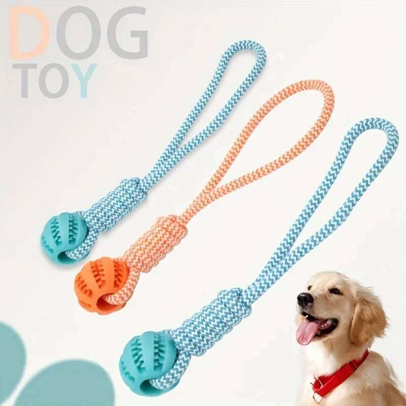 Interactive Dog Tug Rope, Treat Dispenser Ball, Chew Toy for Large Breeds, Durable & Dental Health Colors Vary 25N1226