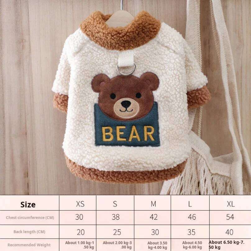 Round Neck Hoodie Plush Warm Cozy Small Two-Legged Winter Clothes Costumes Pet Walking Outfit Dog Decor 25T1226