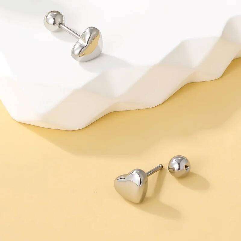 EVISPOL 1Pair Heart for Women Stainless Steel Love Cartilage Earrings Screw Back Stud Earring Body Jewelry Gifts 25H1226