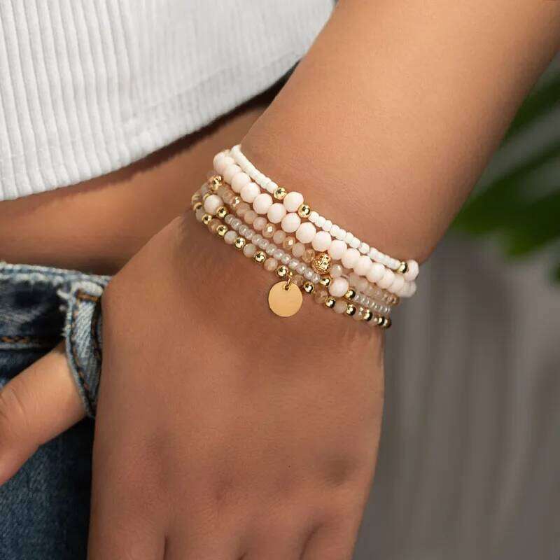 Y2K Ethnic Bohemian Beaded Bracelets Set for Women Beads Chains Stackable Wristband Girls Boho Hand Jewelry Accessoreis 25T1226