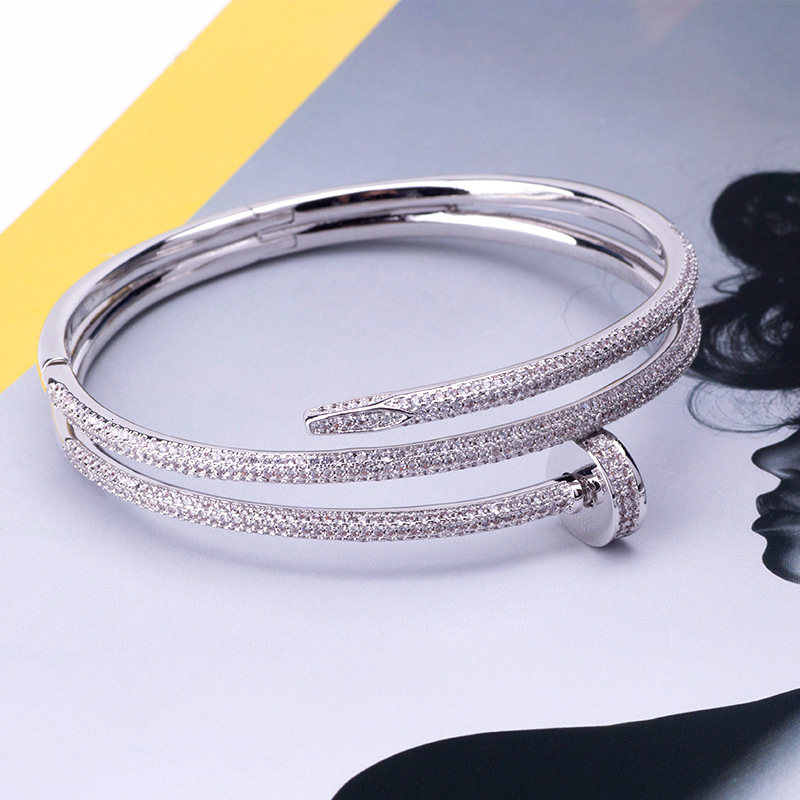 New Copper Plated Zircon Inlaid Original Buckle Nail Bracelet Personalized Gold Plated Inlaid Diamond And Jewelry Manufacturer
