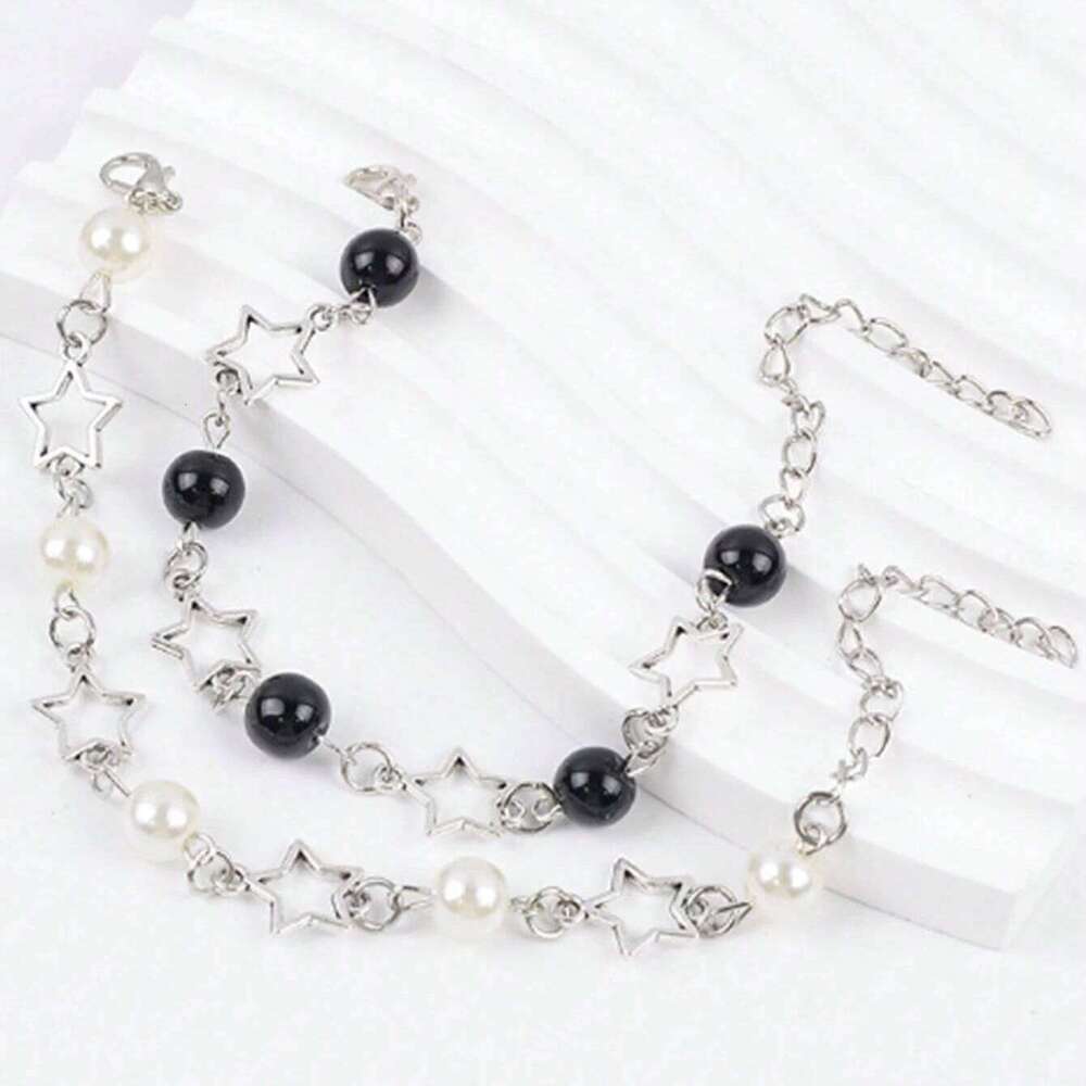 2-Piece Y2K Pearl Star Set, Suitable as a Men's Holiday Gift or Daily Wear Bracelet 25T1226