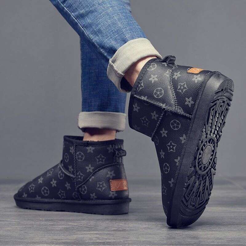 2025 Men's Snow Winter Warm Fleece Lined Thickened Non-Slip Waterproof Genuine Leather Loafers Martin Boots Cotton Shoes For Men