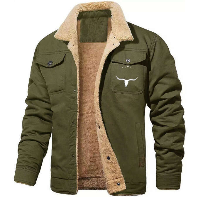Cross-Border Autumn Winter New Youth Furry Workwear Casual Printed Jacket Men's Coat