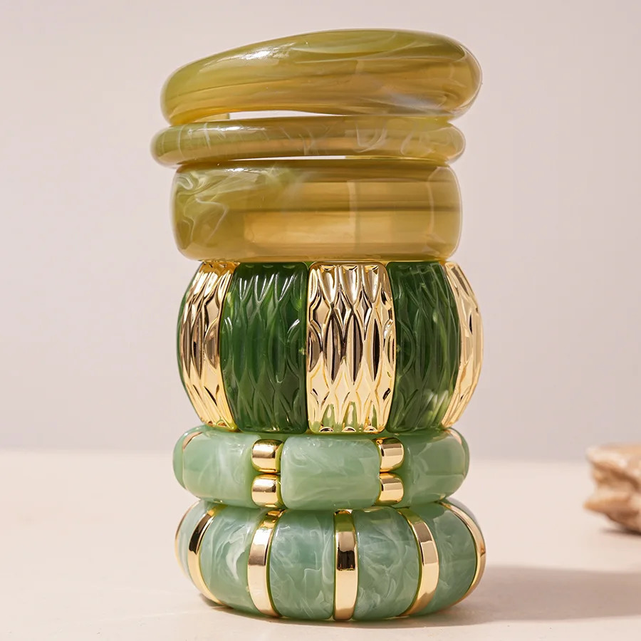 Vintage Acrylic Cuff Bracelet Irregular Geometric Wide Bangles for Women Men Smudge Open Bracelets Party Jewelry Gifts B1 251219