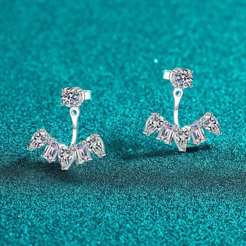 2.8-6cttw Emerald & Pear Cut Moissanite Stud Earrings 925 Silver Detachable Diamond Ear Studs for Women Certified Jewelry 25H1226
