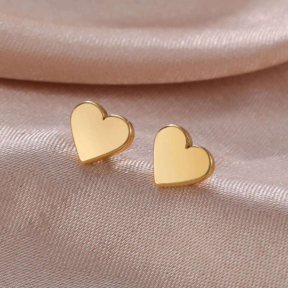 Cazador Kpop Mini Heart Stud for Women Girls Stainless Steel Trendy Earrings Gold Color Jewelry Wedding Birthday Gift 25H1226