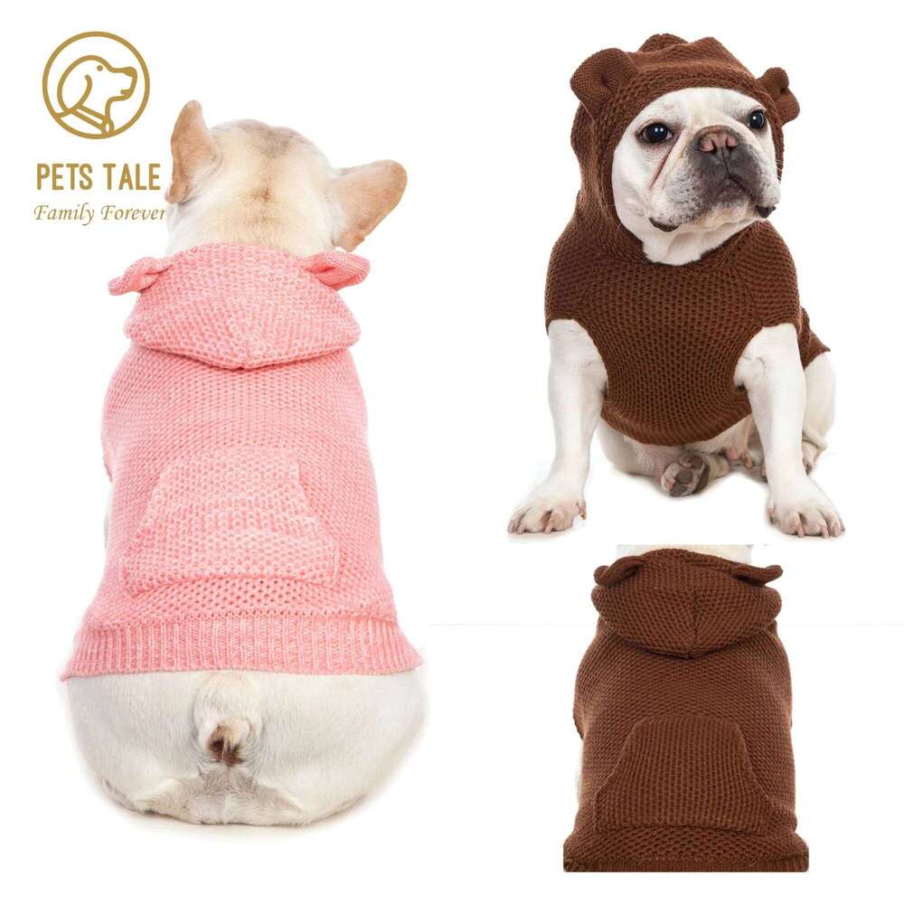 Plain Color Pet Sweater Hoodie With Pocket For Autumn And Winter Dog Warm Clothes 25T1226