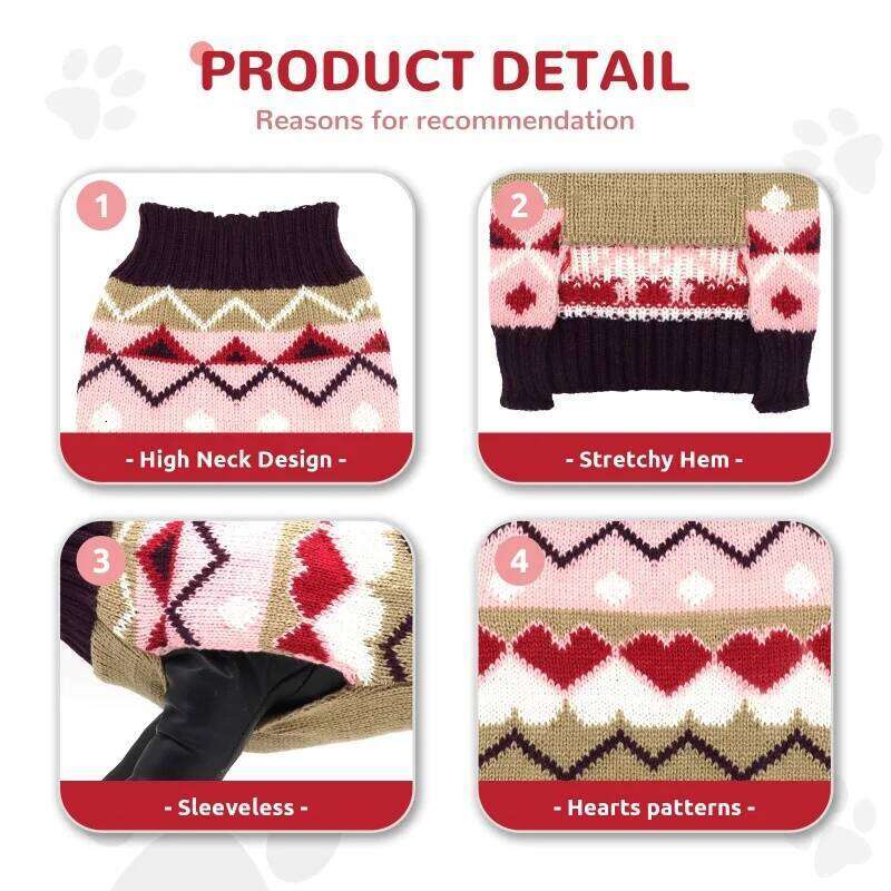 Fashion Knitted Clothes Winter Warm Dog Sweater Christmas Puppy Costumes Cute Print Cat Turtleneck Chihuahua Pet Pullovers 25T1226