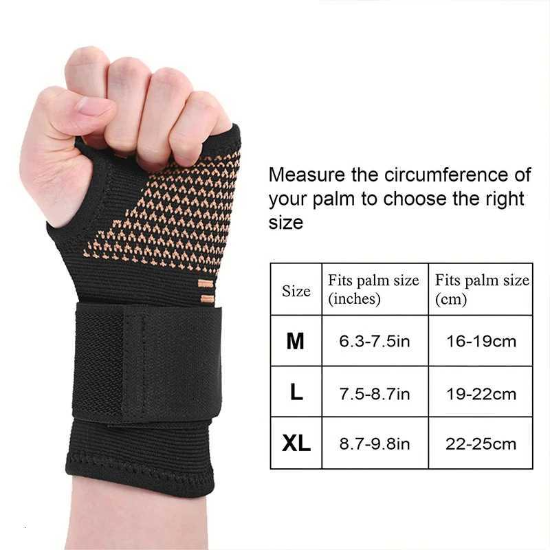 1pc Copper Fiber Compression Gloves Sports Wrist Guard Arthritis Gloves Elastic Palm Brace Fitness Wrist Support Wristband M251226