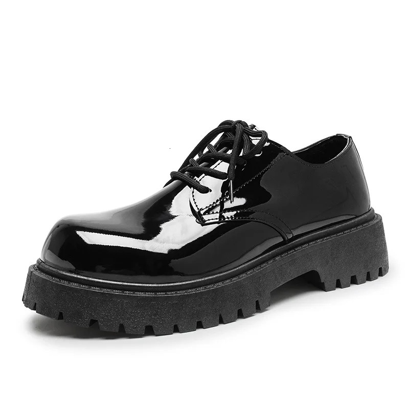 Mens British Style Leather Shoes Big Round Toe Anti-Slip Formal Casual Dress Shoes Comfortable Black Autumn Winter Fashion 251225