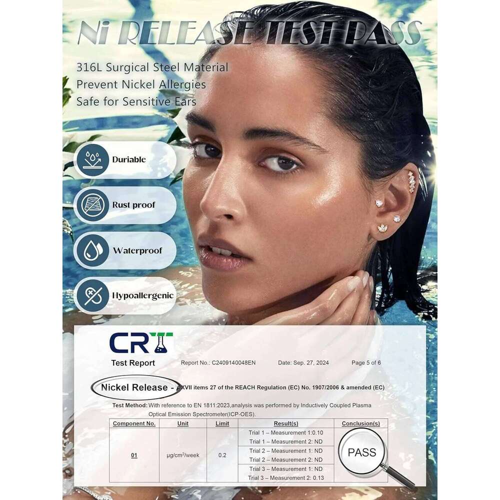 Bobisty Surgical Steel Cartilage Studs Earrings Hypoallergenic Earring Set Flat Back Helix Tragus Piercing Jewellery for Women 25H1226