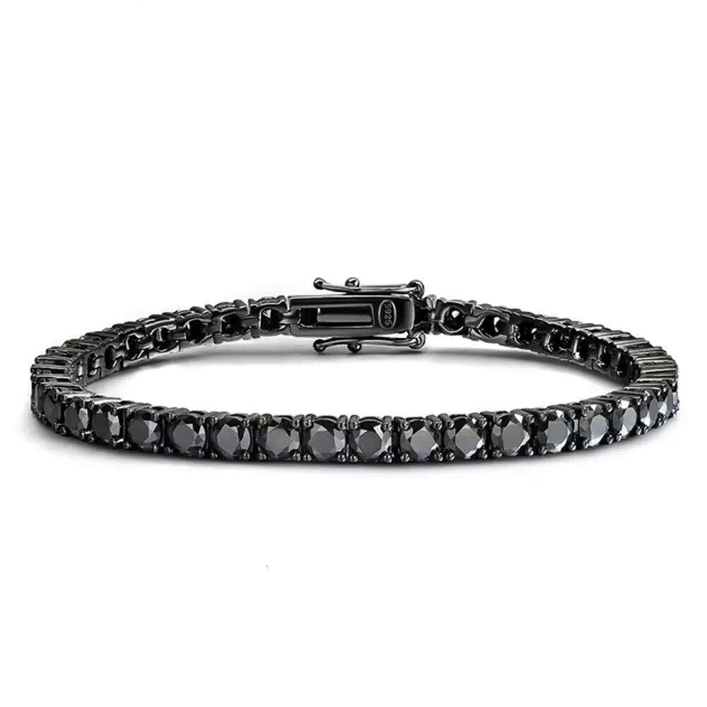 EUREKA 3/4/5mm Black Moissanite Tennis Bracelet Full Diamond GRA 925 Sterling Silver Plated 18k Hiphop Bracelets for Women Man 25T1226