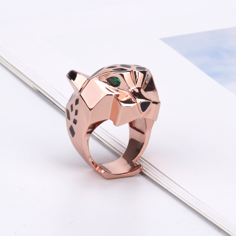 New Epoxy Leopard Head Ring And Style Personality Domineering Trendy Leopard Head Ring Unisex Leopard Print Couple Ring