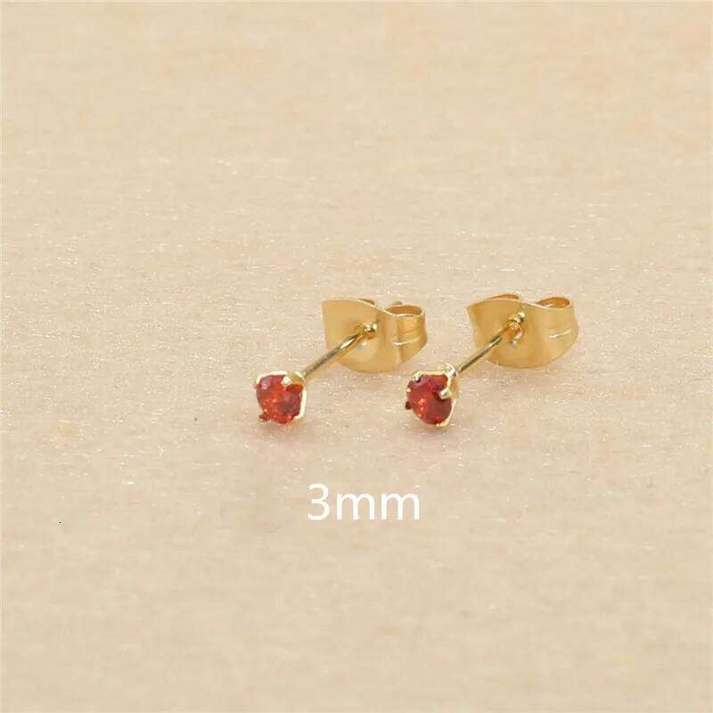 3mm AAA Round Colorful Zircons White Stud Earrings With Stianless Steel Needle Brief Jewelry 20 Colors For Choose No Allergy 25H1226