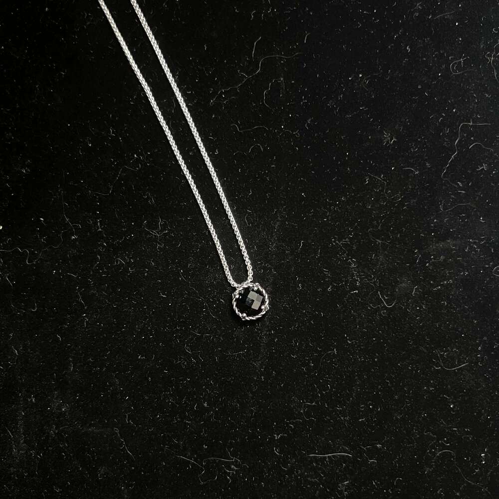 S925 Sterling Silver 2025 New 8mm Gemstone Necklace, Unisex, Fashionable, Trendy, Retro, Luxurious Jewelry Gift 25N1226