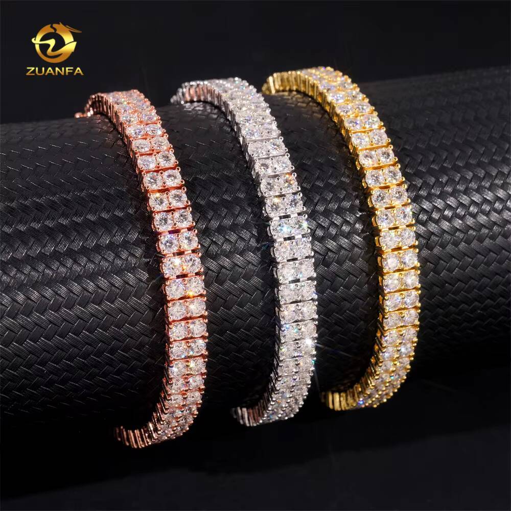3mm 2Row VVS Moissanite Tennis Chain Hip Hop Jewelry Iced Out 3 Color MOissanite Bracelet Women 925 Silver Tennis Necklace
