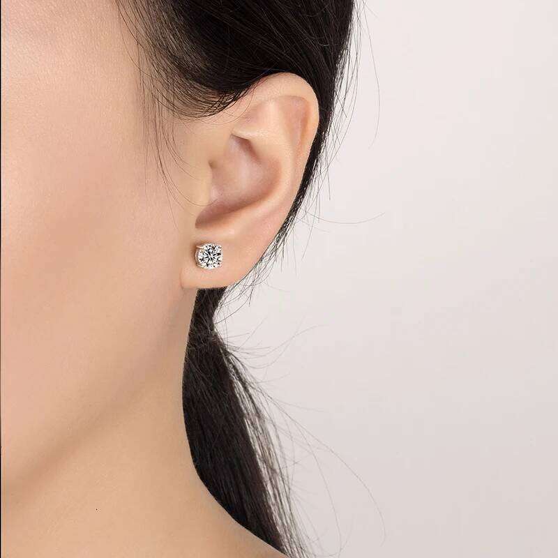 PERFANY 0.2-3CT Moissanite For Women S925 Pure Silver Classic Four Claw Diamond Earrings Wedding High-end Jewelry 25H1226