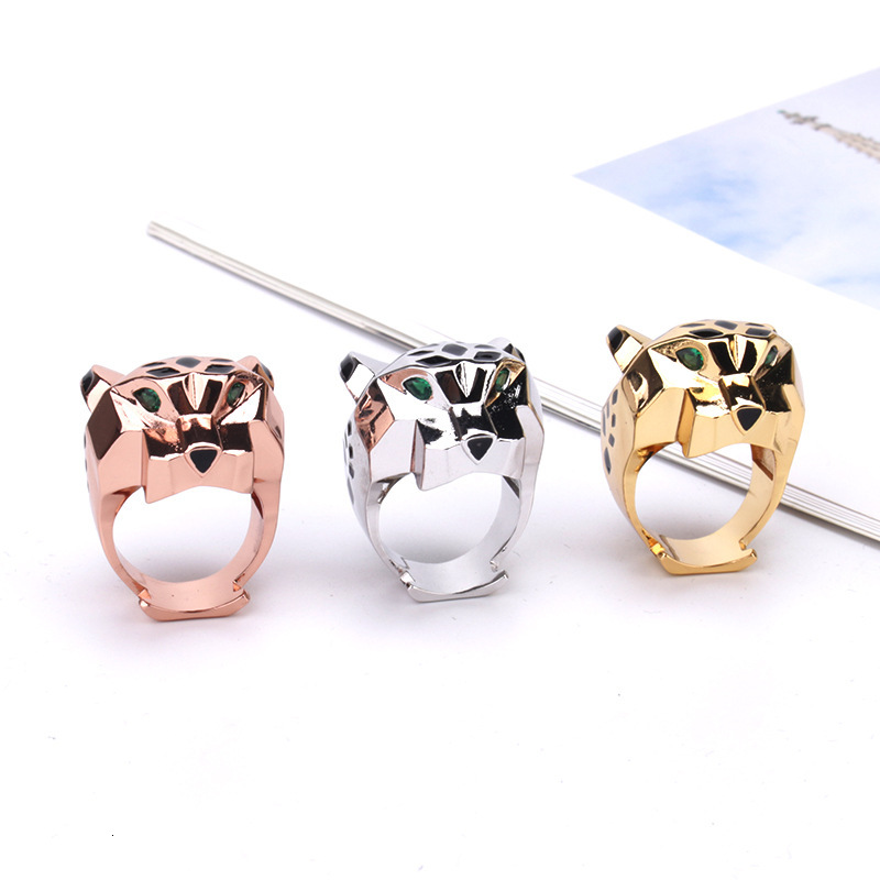 New Epoxy Leopard Head Ring And Style Personality Domineering Trendy Leopard Head Ring Unisex Leopard Print Couple Ring