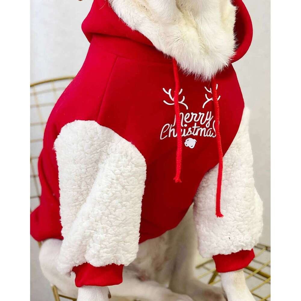 Pet Clothes Winter Warm Cotton Fleece Christmas Fawn Sweatshirt Large Dog Golden Retriever Labrador 25T1226