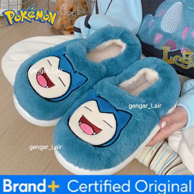 Pokemon Genuine Pokmon Autumn and Winter Plush Warm Fashion Anime Cartoon Snorlax Plush Home Cotton Slippers for Men and Women W251226