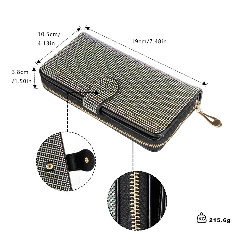 Diamond Crystal Car Wallets Female Long Hasp Purses Large Capacity Money Bag Phone Pocket Multifunction Clutch Coin Card Holder 251225