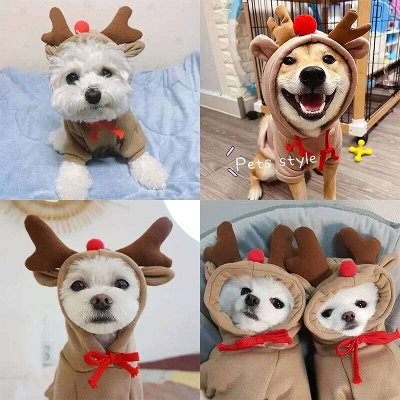 Cute Elk Dog Clothes Reindeer S/M/L Dogs Hoodies Warm Pet Clothing Puppy Cat Costume Coat Chihuahua Mouse Cheese Jacket Suit 25T1226