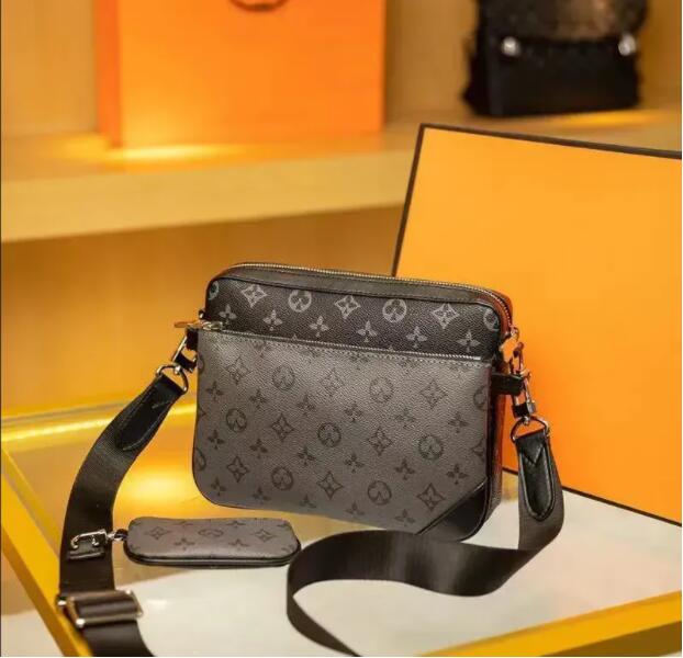 10A TOP Handbags Women Men Leather TRIO Messenger Bags Shoulder Make up Bag Designer Handbag Tote Man's bag sacoche homme lvslys mens designer bag men backpack A188
