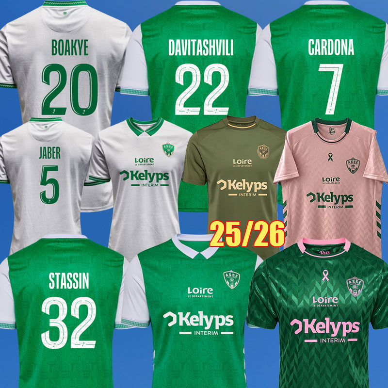 25 26 AS Saints Etienne Soccer Jerseys CARDONA BOUCHOUARI MILADINOVIC 2025 2026 maillot ASSE Etienne STASSIN Football shirts maillots equipment boutique des verts