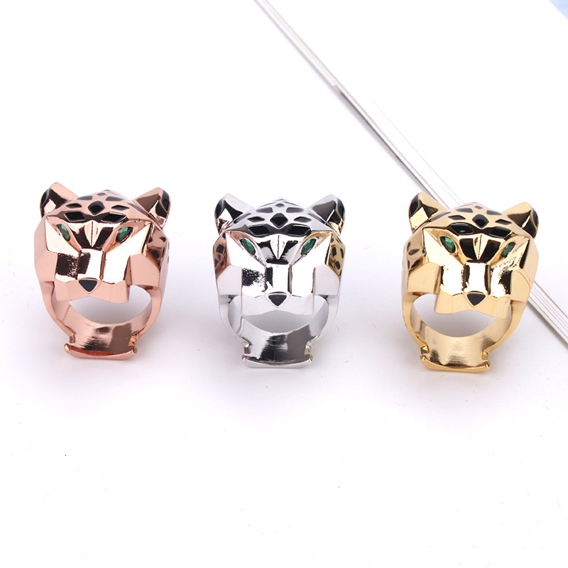 New Epoxy Leopard Head Ring And Style Personality Domineering Trendy Leopard Head Ring Unisex Leopard Print Couple Ring