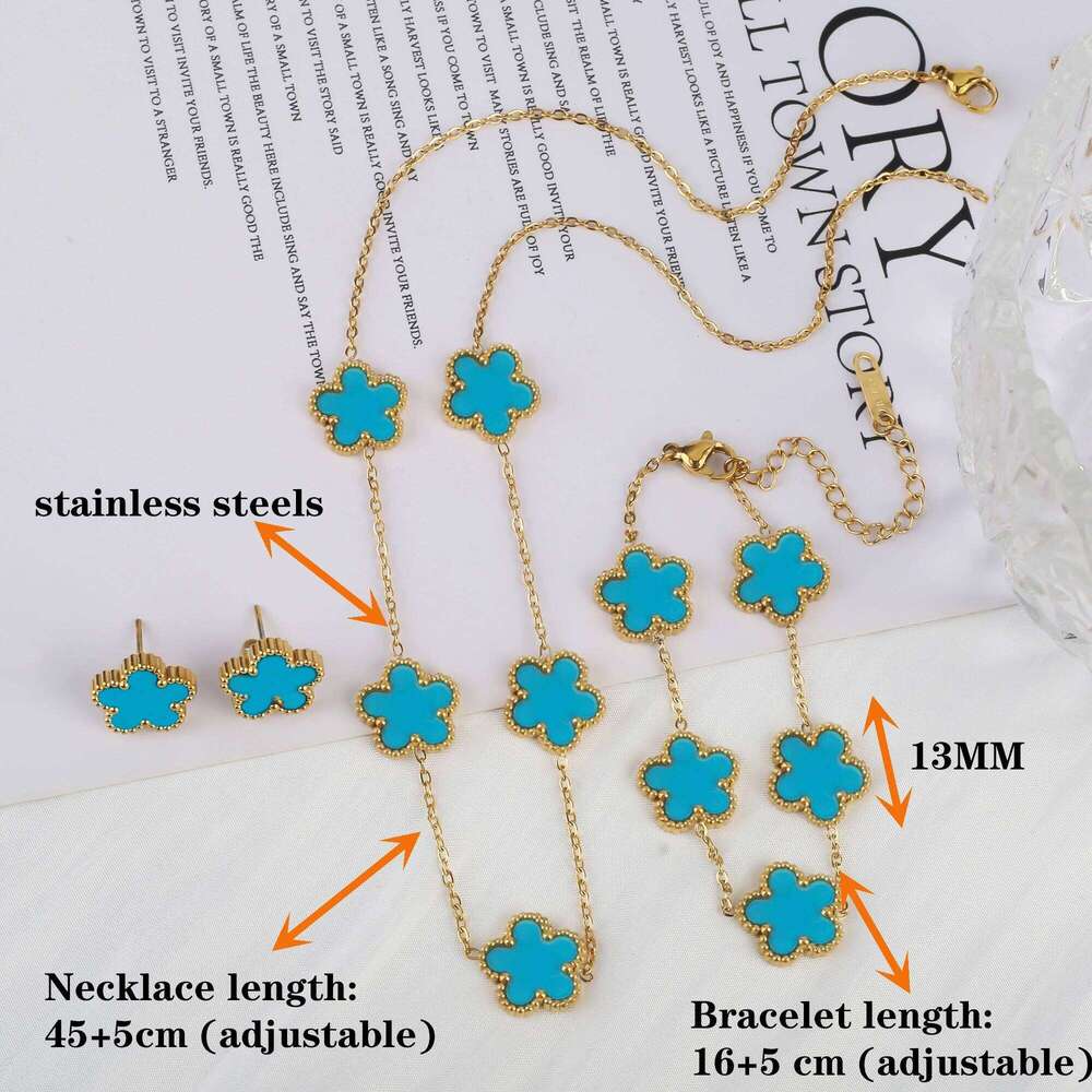 Classic Luxury Stainless Steel Bracelet Ladies Adjustable Five Flower Bracelets for Women New Fashion Party Jewelry Gifts Clover 25T1226