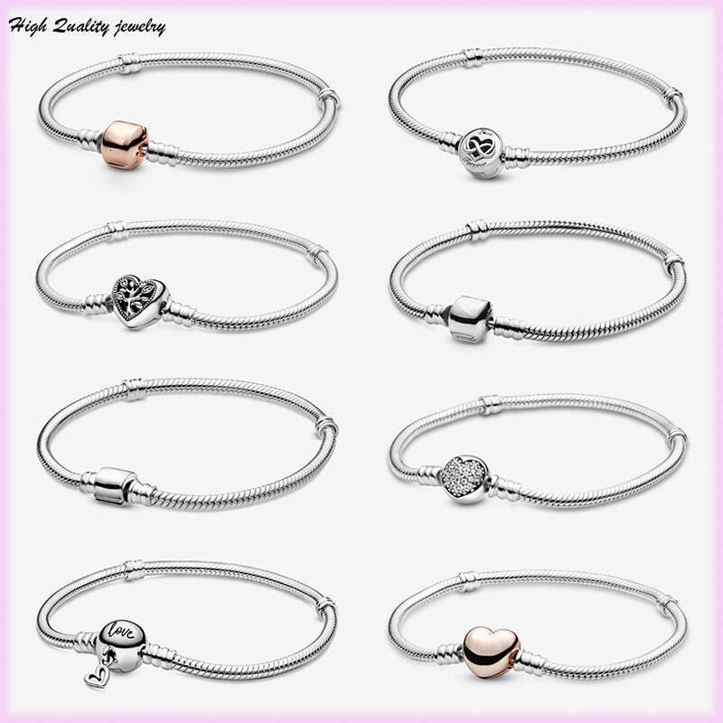 S925 New 925 Sterling Silver Charm Bead Bracelet For Women Original Rose Gold Charms Bracelets Bangles Diy Luxury Jewelry wholesale