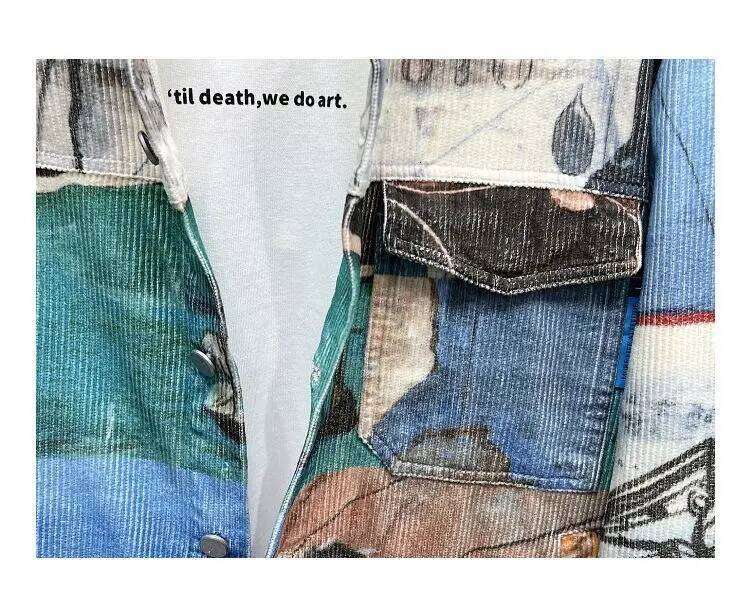 Original Jacket Korean Port Style Printed Lapel Trend Casual Loose Coat Men's New China-Chic