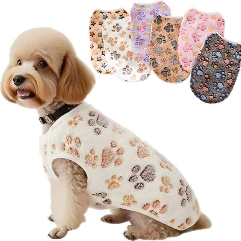 Flannel Dog Clothes for Small Medium Dogs Soft Puppy Cute Paw Print Chihuahua Coat Yorkshire Vest Pet Costume 25T1226
