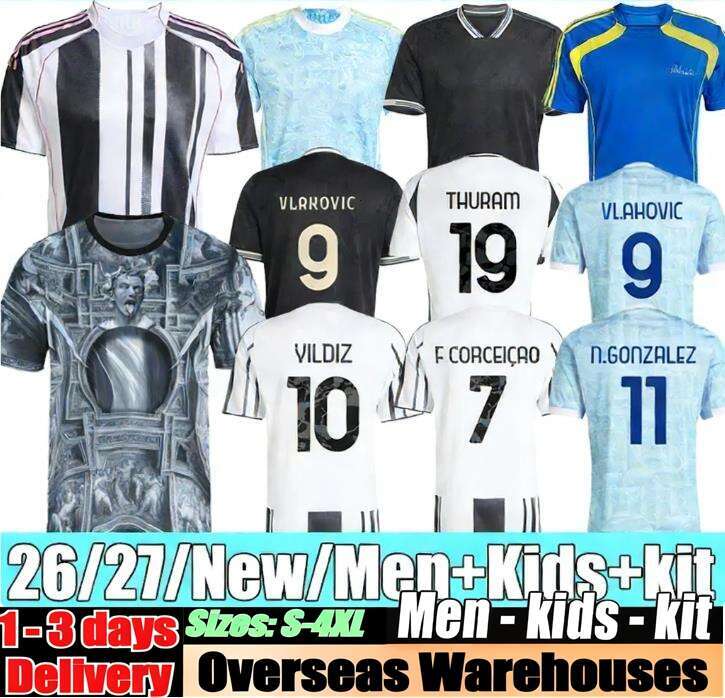 Juventues Jersey 25 26 YILDIZ THURAM maglia juve Football Shirt Tops Soccer Jerseys 2025 2026 OPENDA BREMER F.CONCEICAO E.ZHEGROVA VLAHOVIC Men Kit KIDS del piero