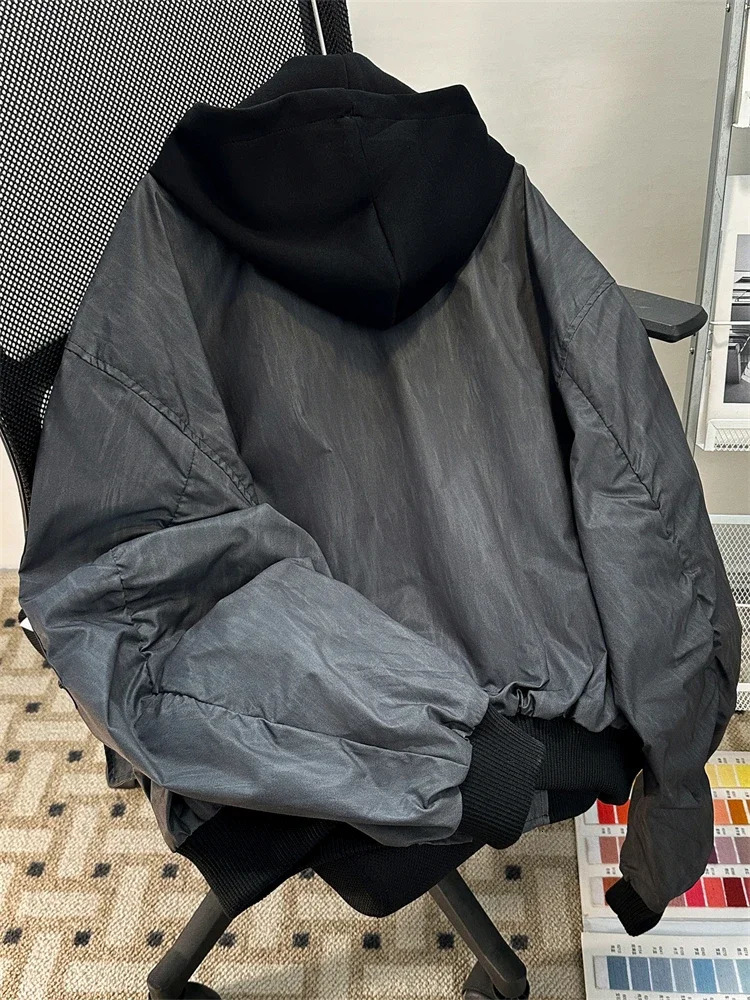 Sense American Vintage Baseball Uniform Mens Spring and Autumn Loose Casual Short Hood PU Leather Texture Jacket ZL624 251222